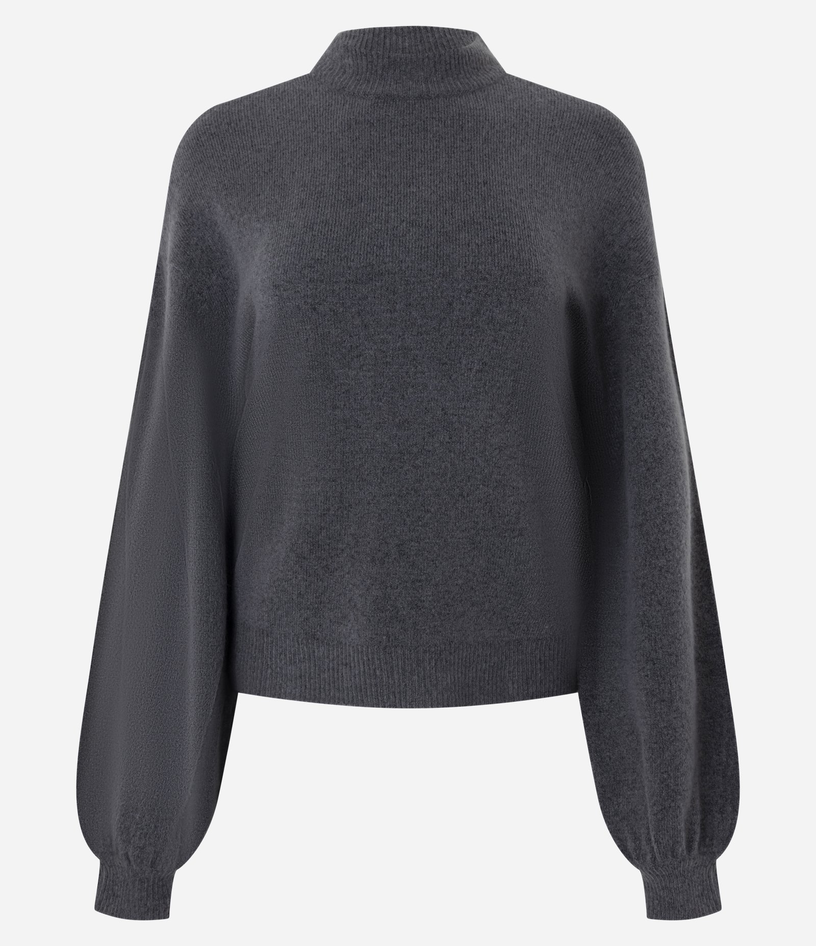 Suéter Curto em Tricô com Golinha Cinza Escuro 1