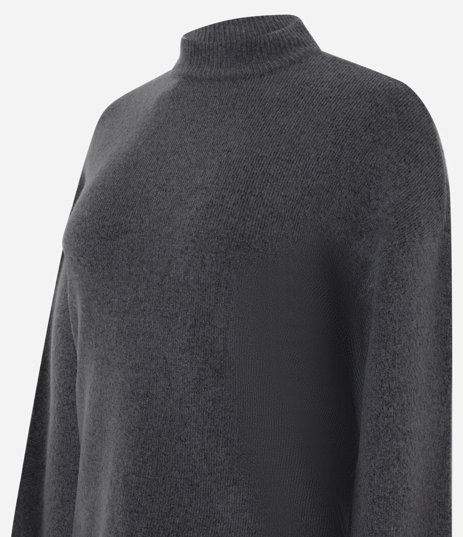 Suéter Curto em Tricô com Golinha Cinza Escuro 2