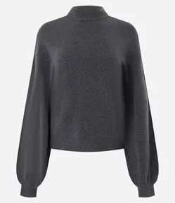 Suéter Curto em Tricô com Golinha