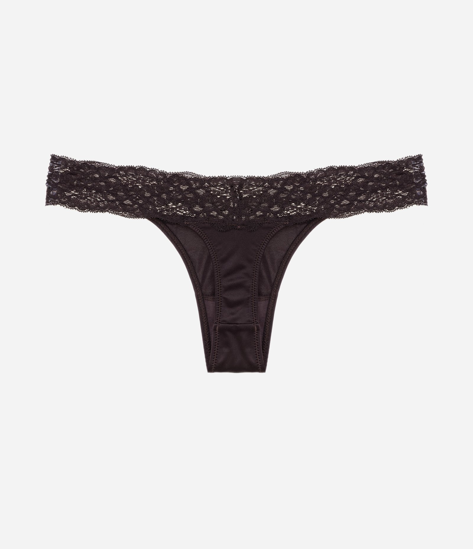 Calcinha Biquíni Fio em Microfibra com Detalhes em Renda Marrom 6