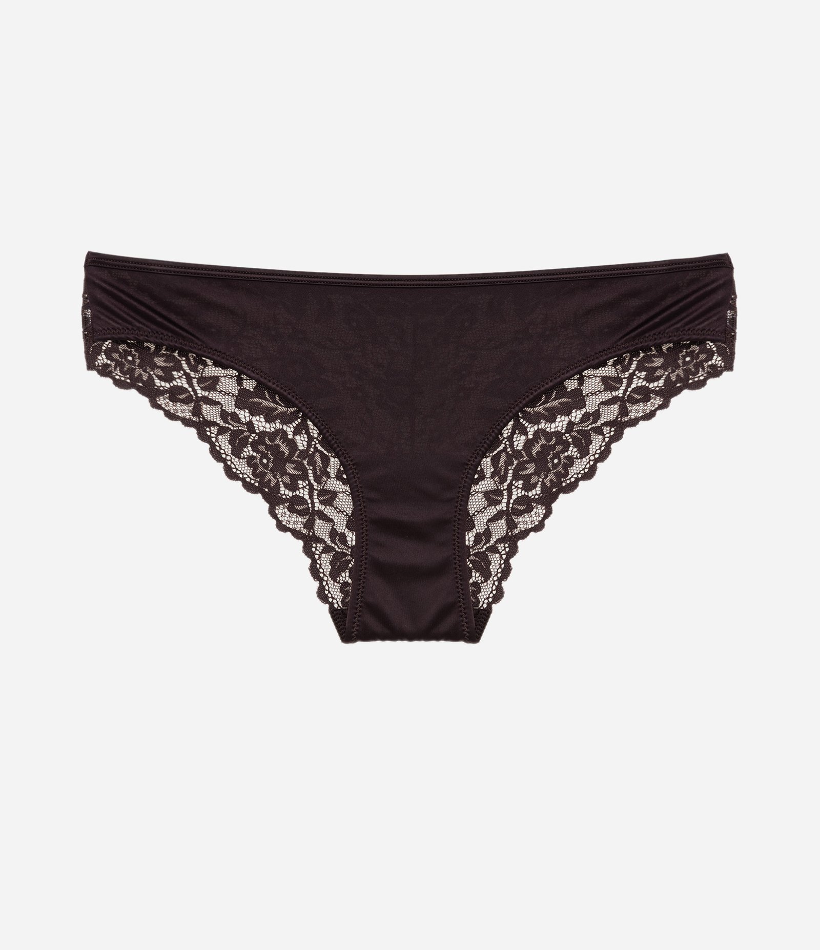 Calcinha Biquíni em Microfibra com Detalhes em Renda Marrom 5