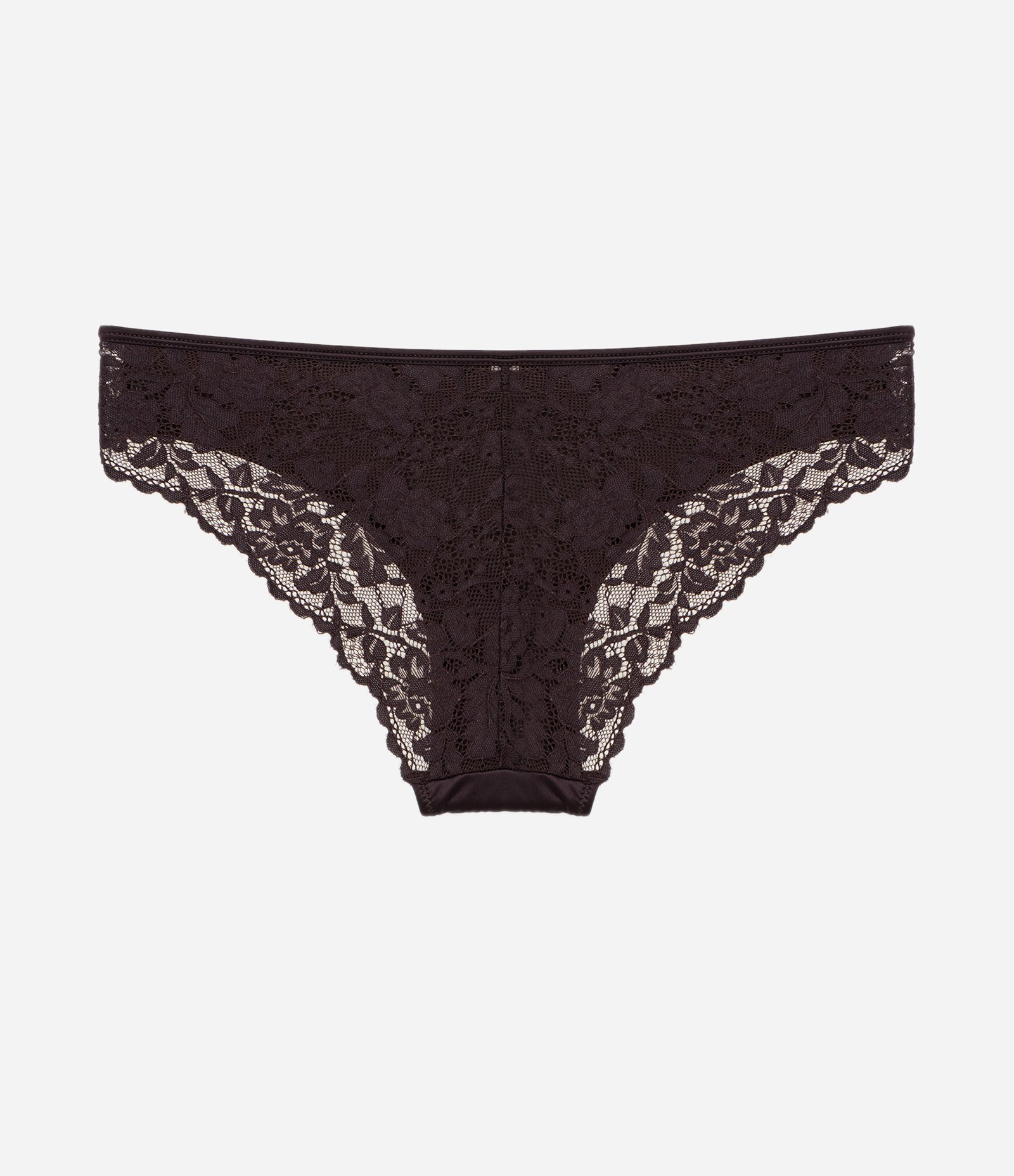 Calcinha Biquíni em Microfibra com Detalhes em Renda Marrom 6