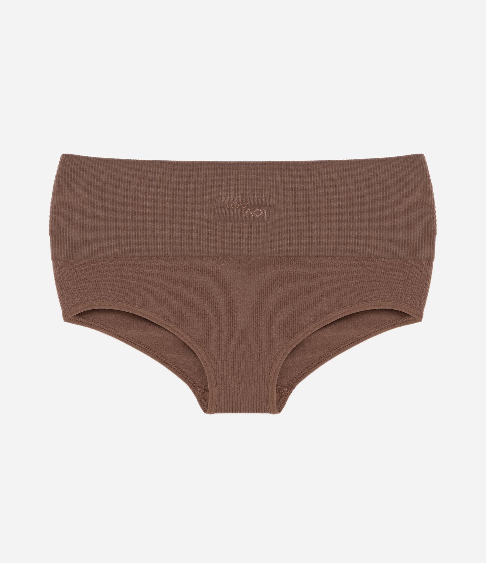 Calcinha Alta em Poliamida Seamless Canelada Marrom 6