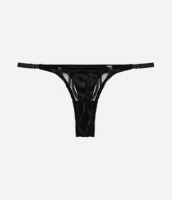 Calcinha String em Tule Geométrico com Fio Duplo