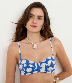Biquíni Top Meia Taça Em Microfibra Com Estampa Conchas