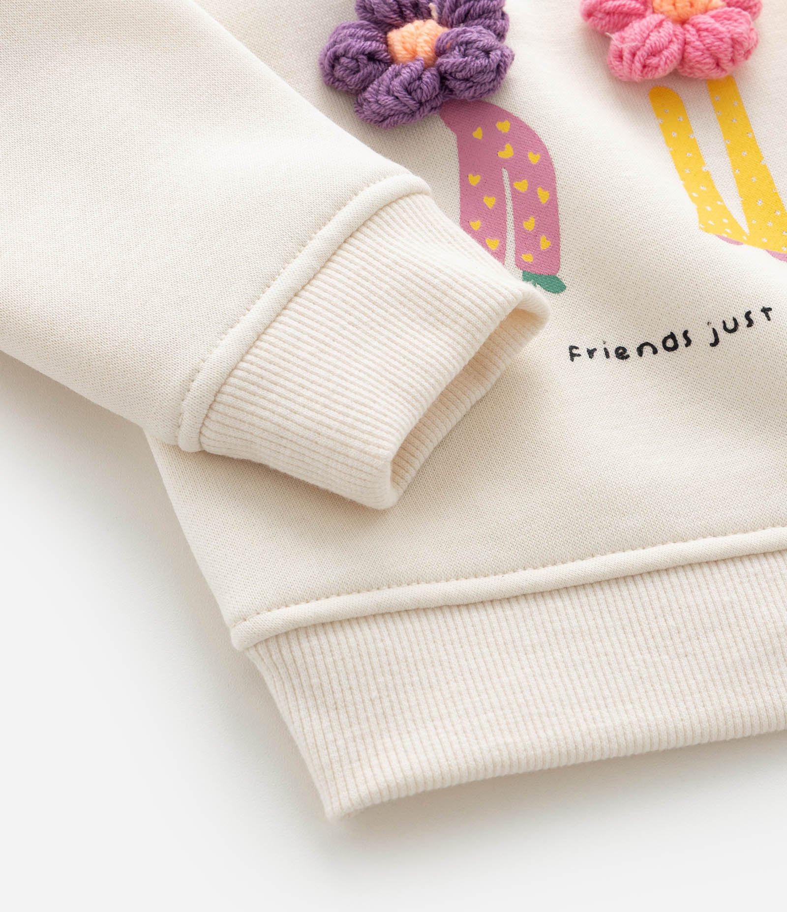 Casaco Infantil com Flores 3D – Tam 1 a 5/6 Anos Off White 5