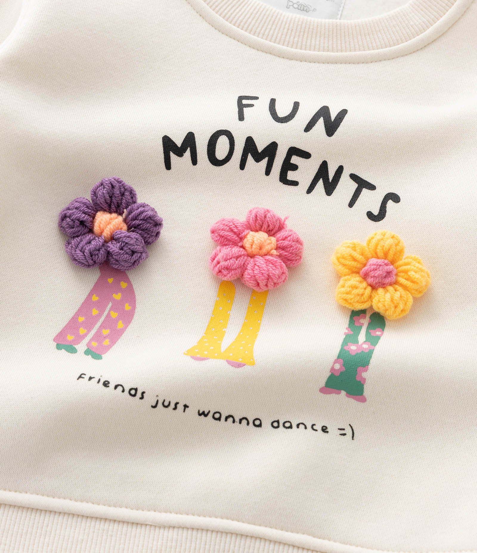 Casaco Infantil com Flores 3D – Tam 1 a 5/6 Anos Off White 6