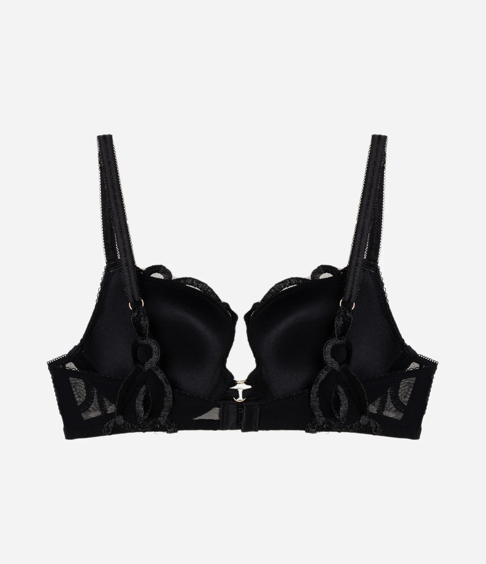 Sutiã Push Up em Poliamida com Tule Geométrico e Bojo Preto 2