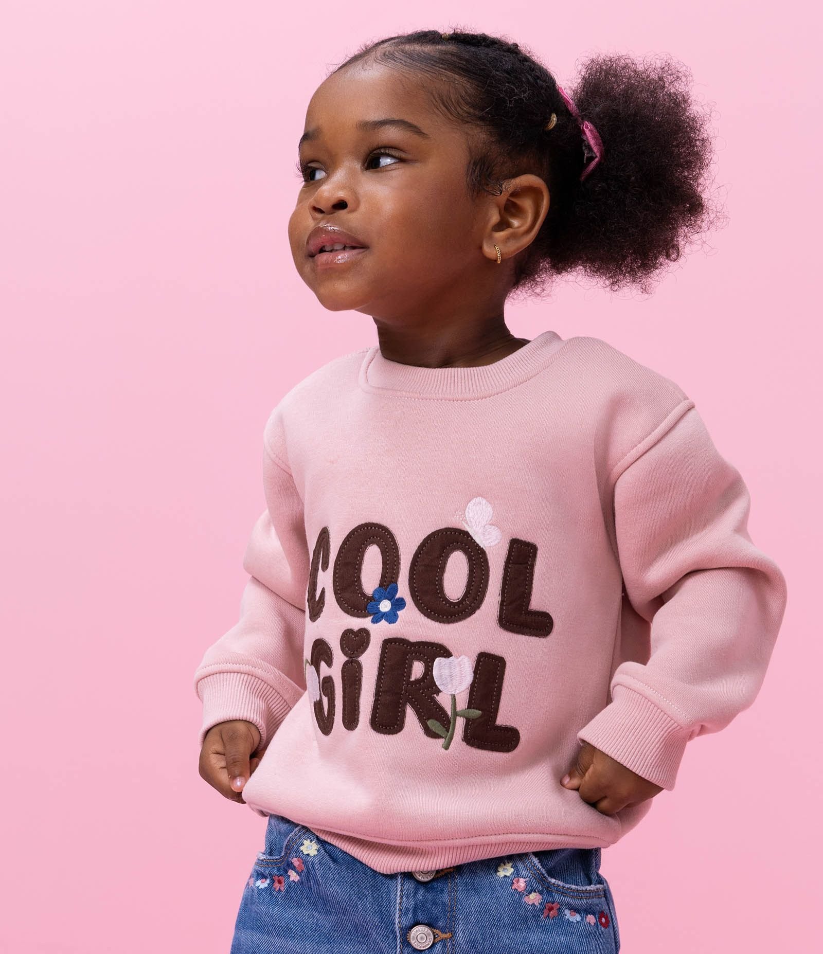 Casaco Infantil com Lettering Bordado – Tam 1 a 6 Anos Rosa Claro 1