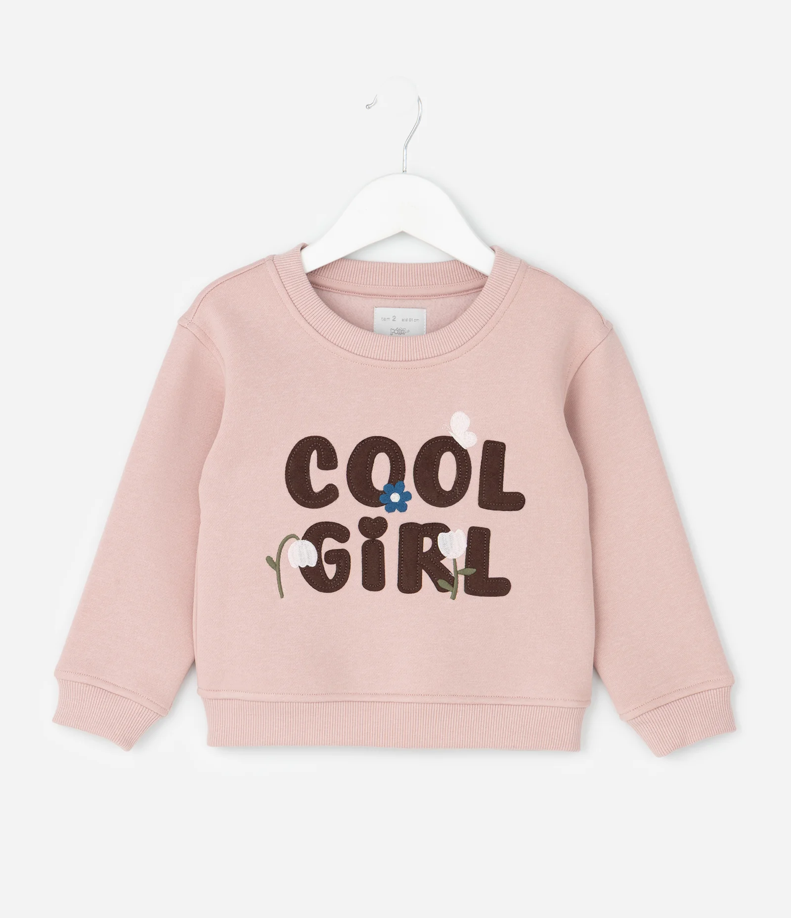 Casaco Infantil com Lettering Bordado – Tam 1 a 6 Anos Rosa Claro 2