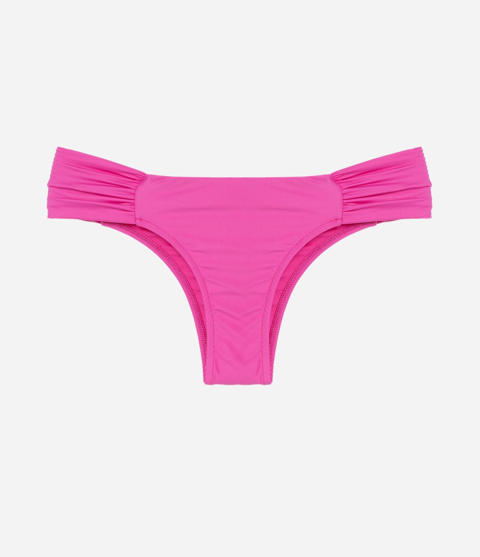 Biquini Calcinha Lateral Larga Drapeada em Microfibra Rosa 1