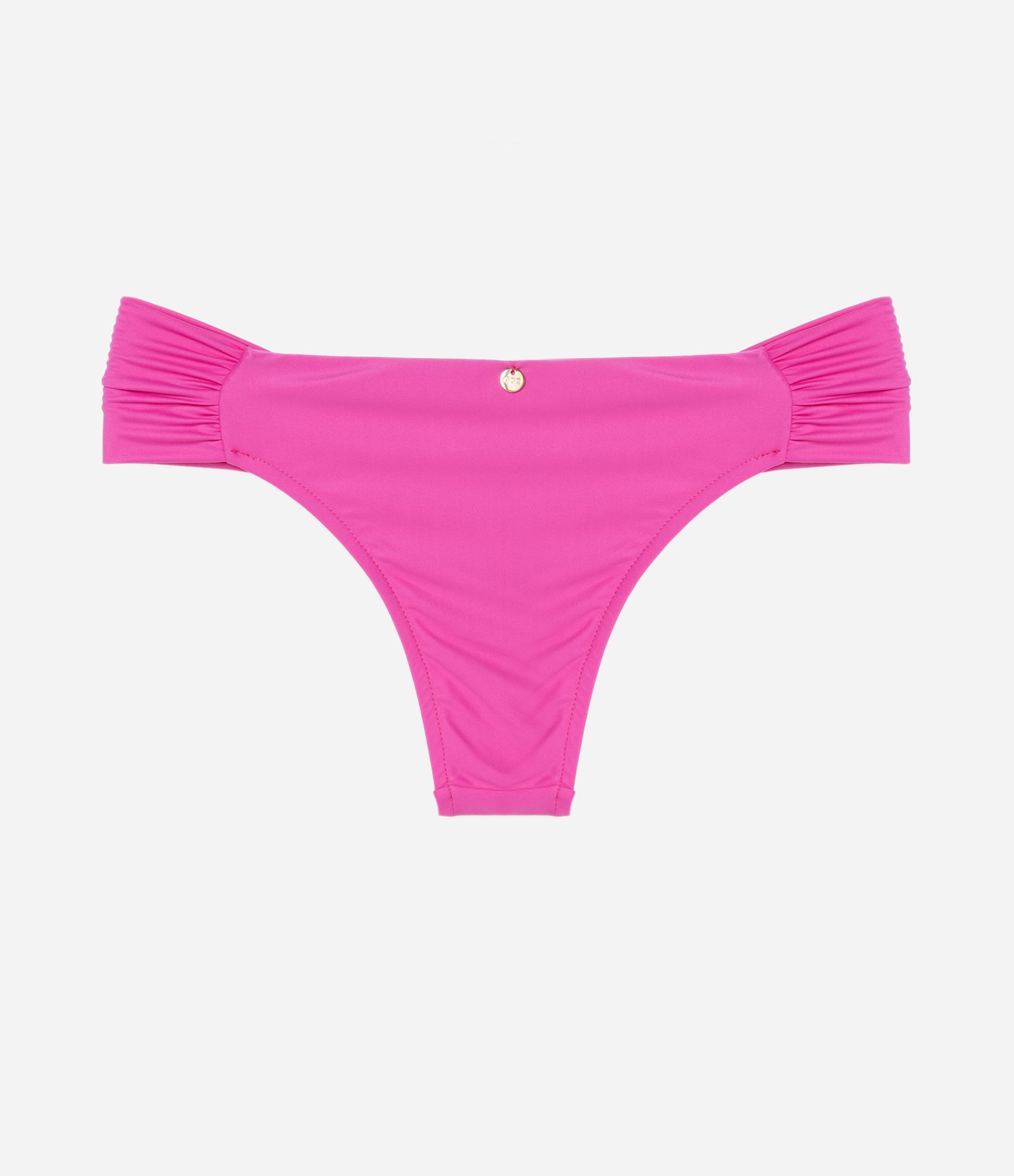 Biquini Calcinha Lateral Larga Drapeada em Microfibra Rosa 2