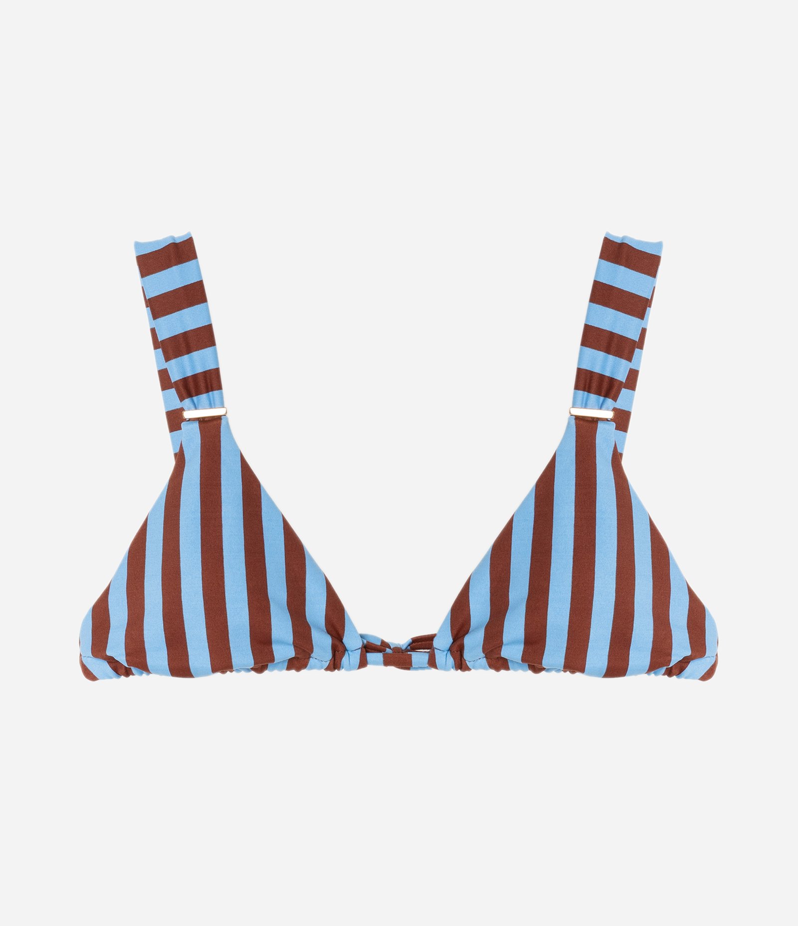 Biquíni Top Cortininha Em Microfibra Com Estampa Listrada Azul/Marrom 5