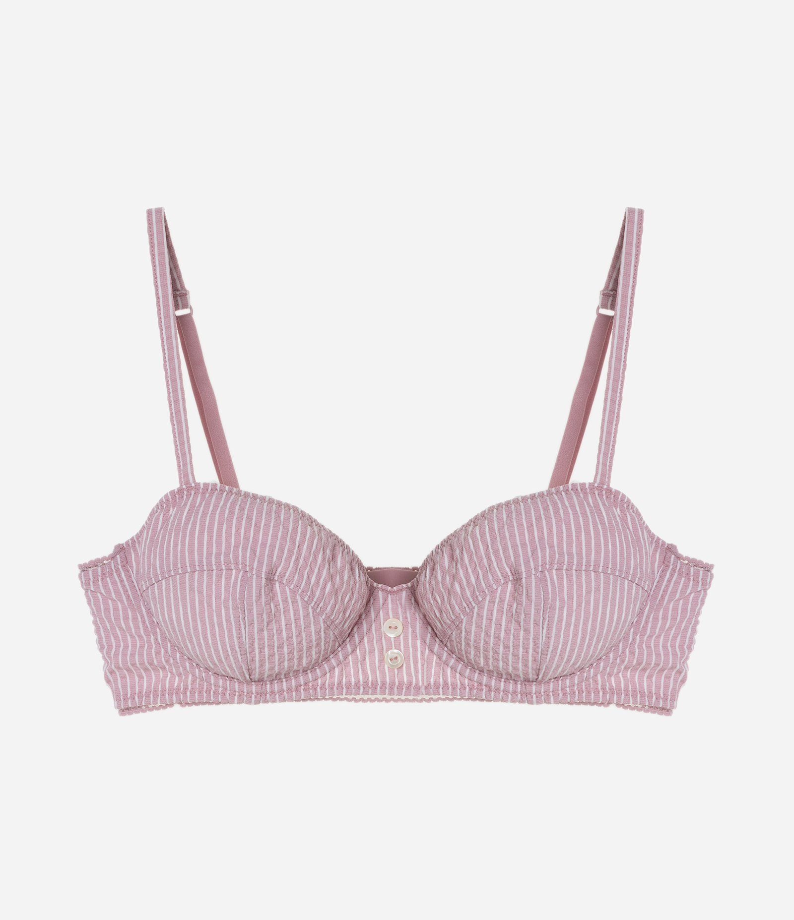 Sutiã Meia Taça com Estampa de Listras Texturizado Rosa 5
