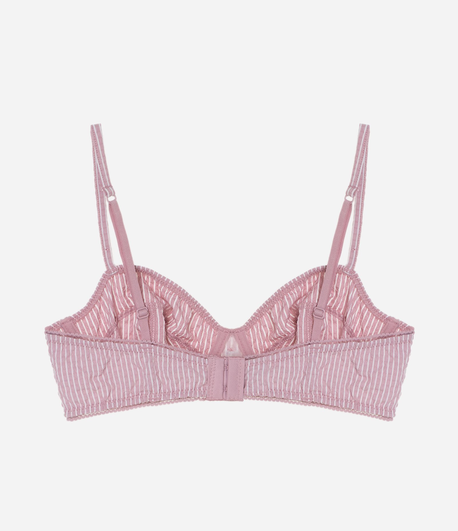 Sutiã Meia Taça com Estampa de Listras Texturizado Rosa 6