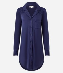 Camisola Longa em Peach Touch com Detalhe em Renda