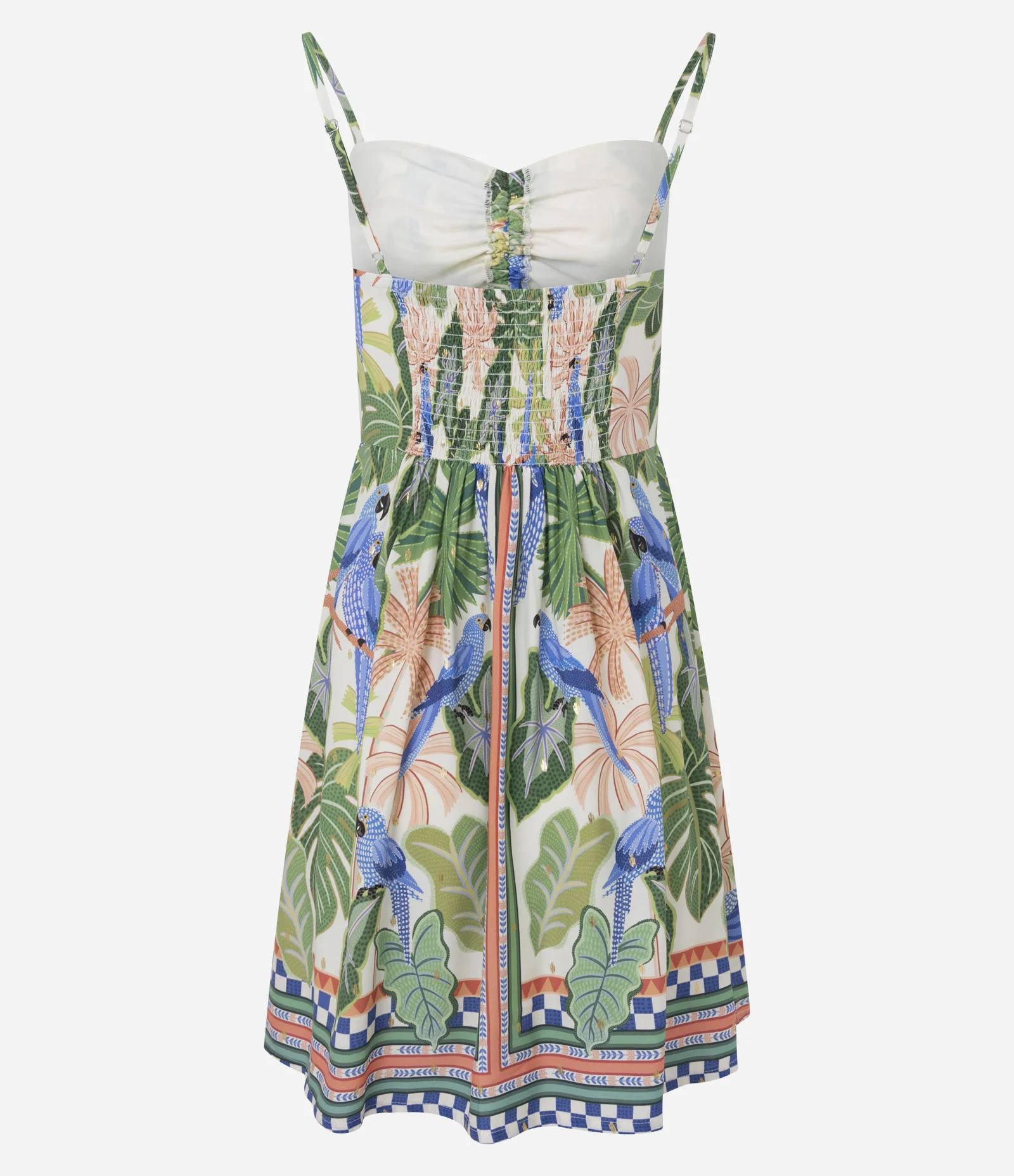 Vestido Curto em Viscose Estampa Tropical com Amarração no Busto Verde 3