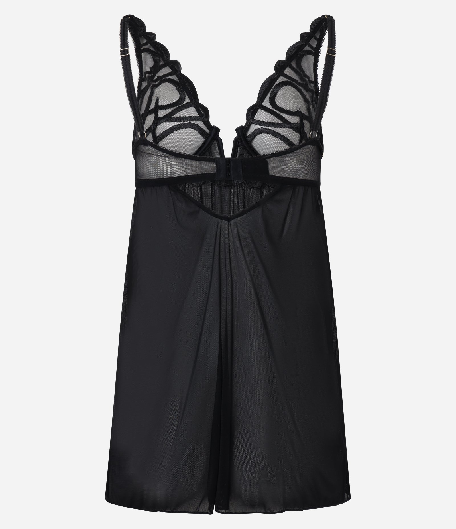 Camisola Curta em Tule com Decote em V e Alças Reguláveis Preto 6
