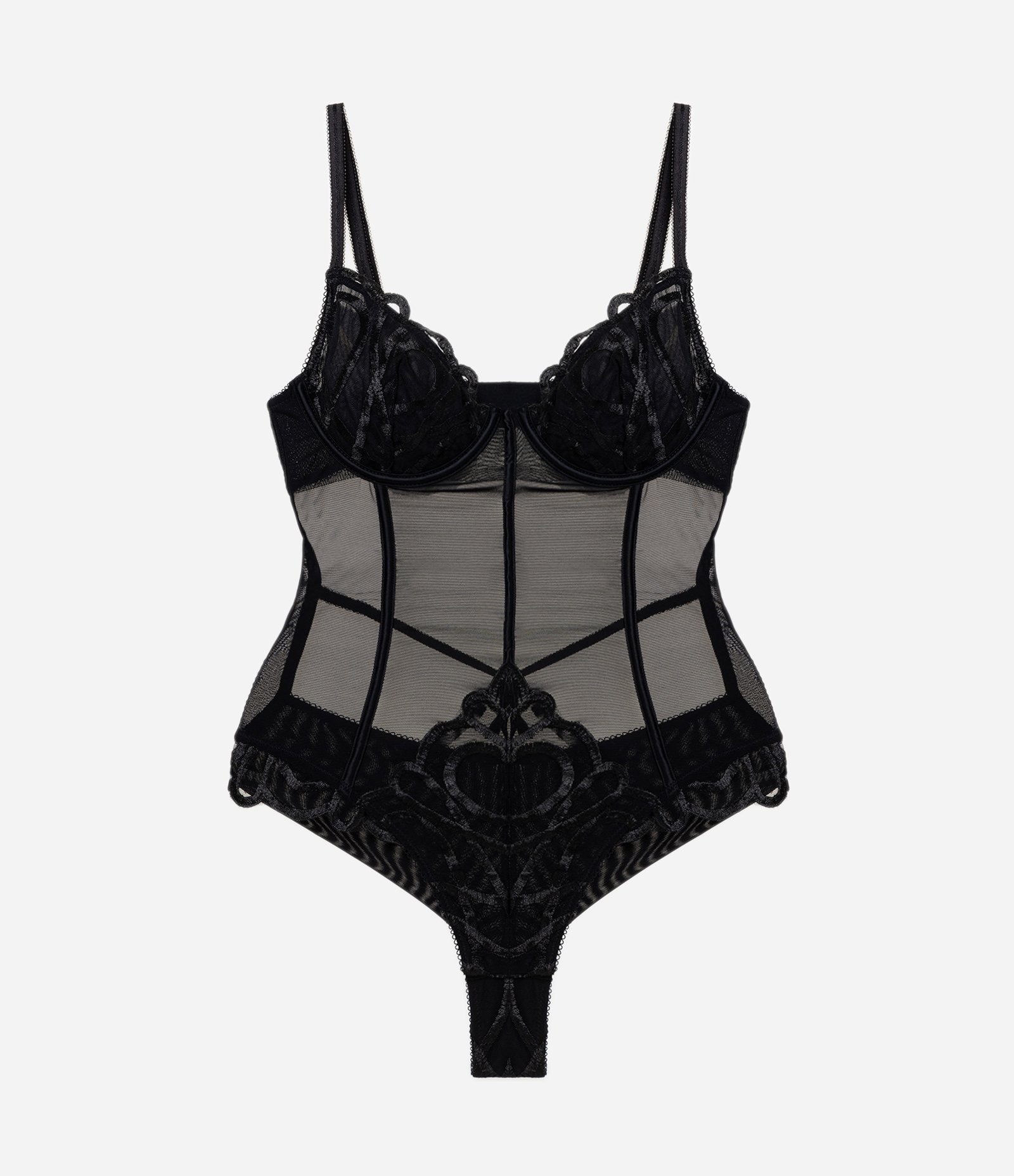 Body Sem Bojo com Tule Geométrico Preto 5