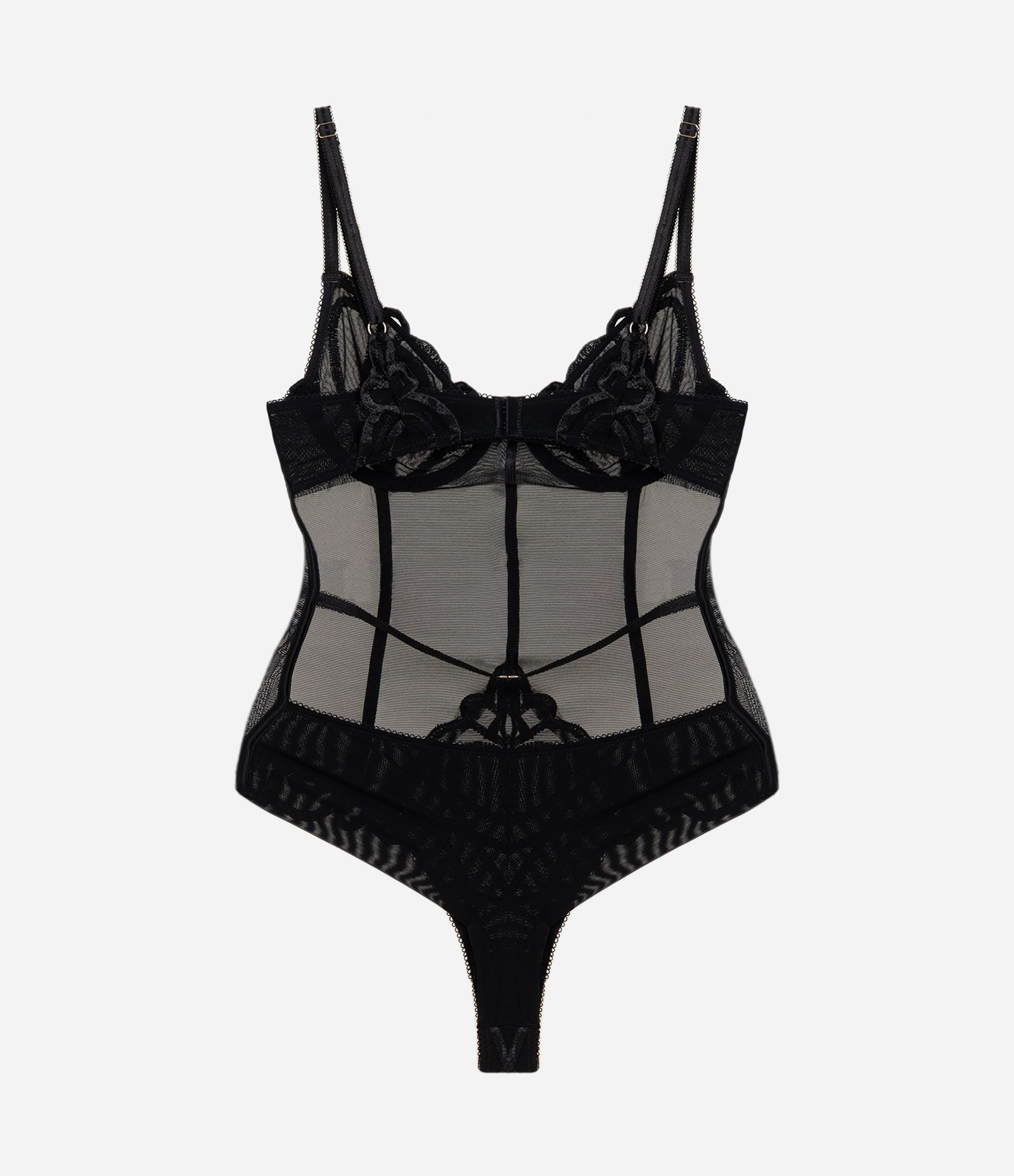 Body Sem Bojo com Tule Geométrico Preto 6