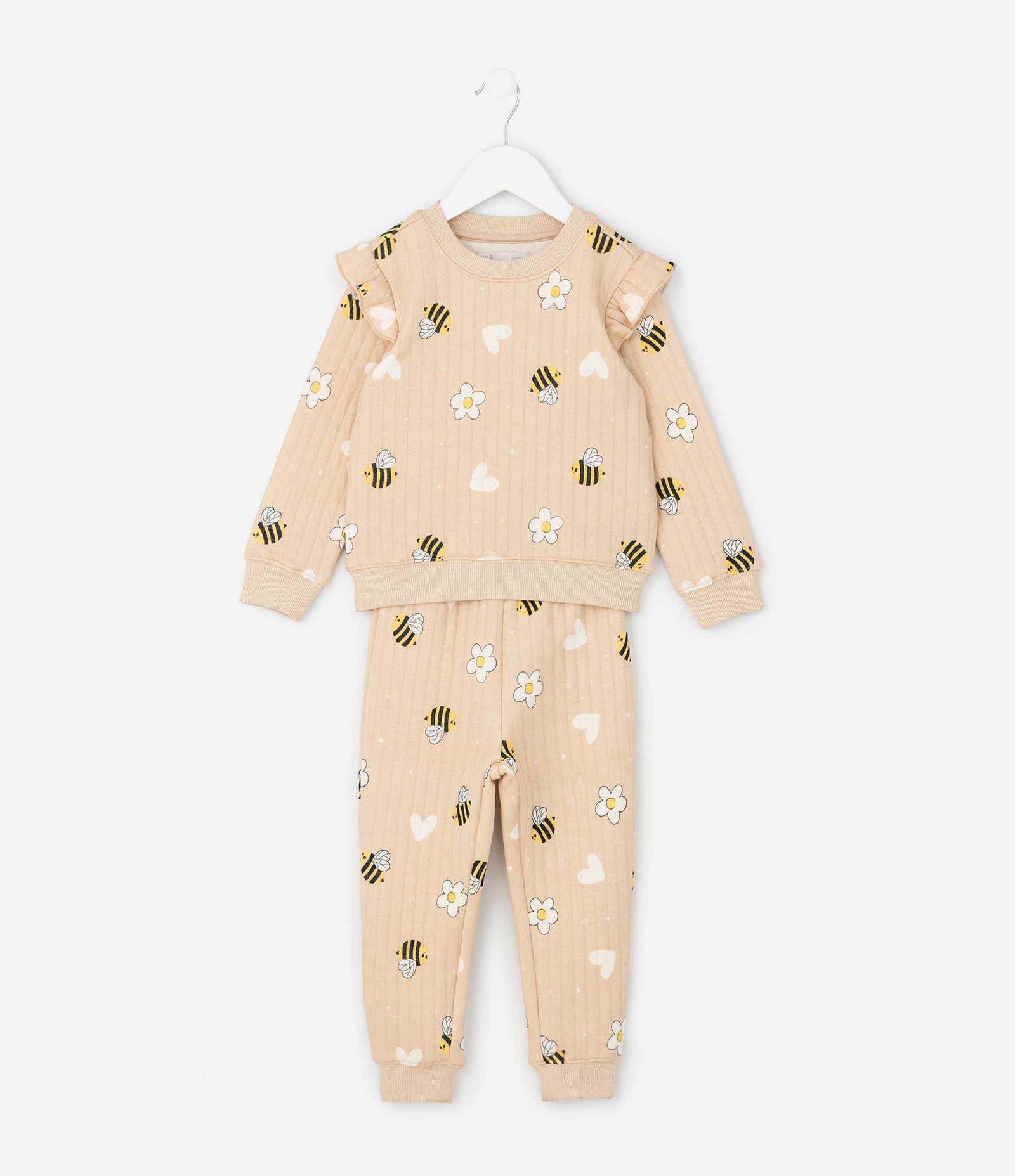 Conjunto Infantil Matelassê com Estampa Abelhas – Tam 1 a 5/6 Anos Bege Claro 1