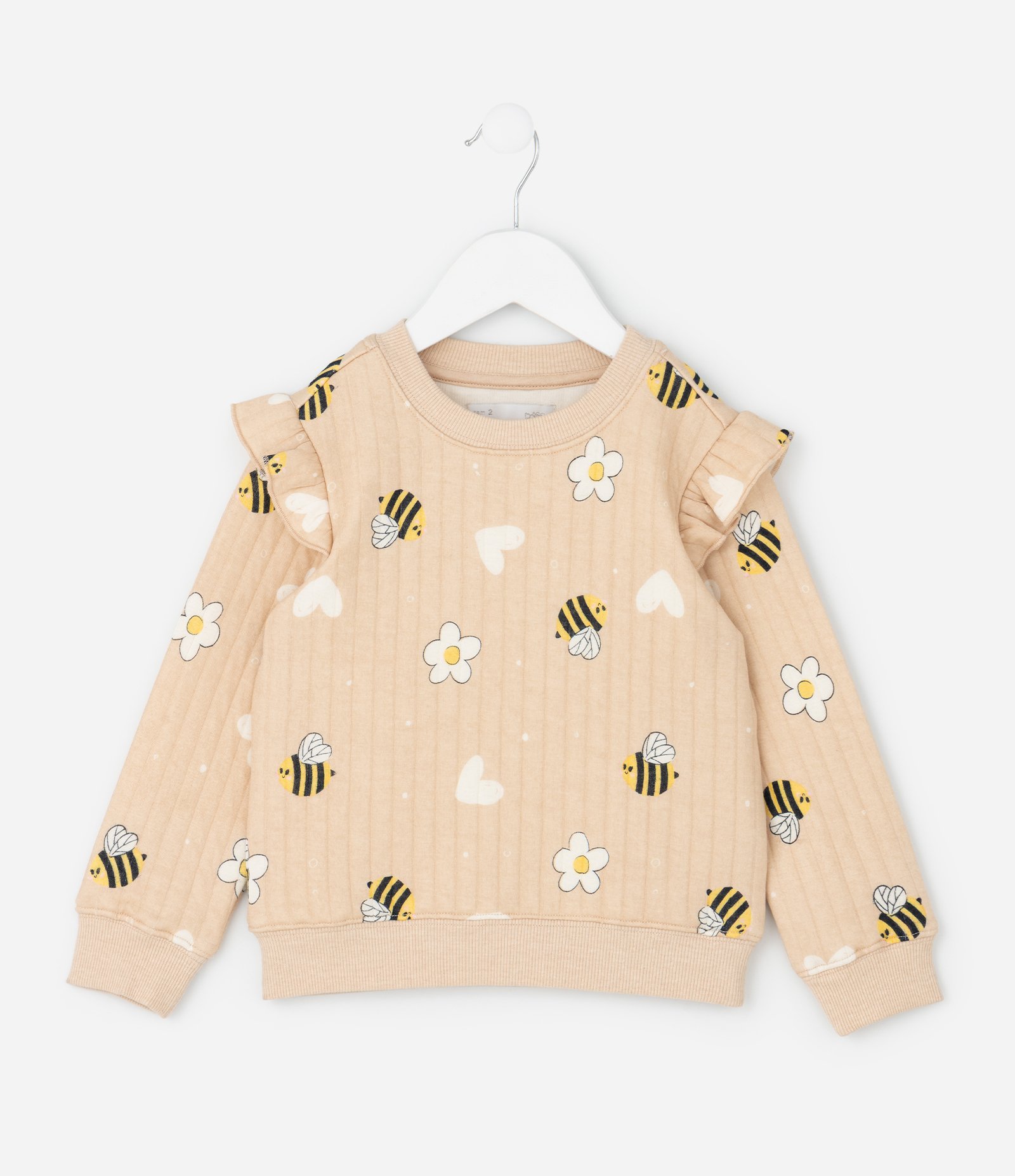 Conjunto Infantil Matelassê com Estampa Abelhas – Tam 1 a 5/6 Anos Bege Claro 2