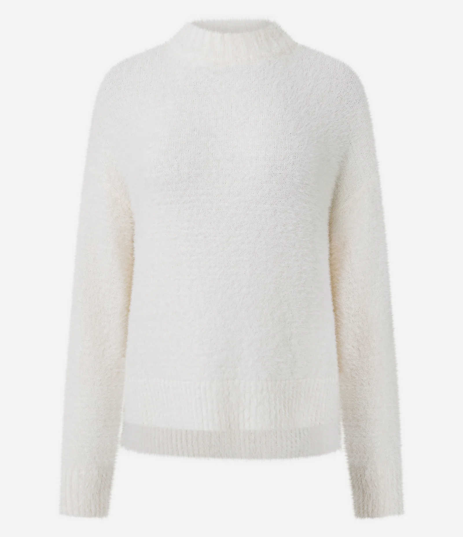 Blusão Peluciado em Tricô com Fenda Lateral Branco 1