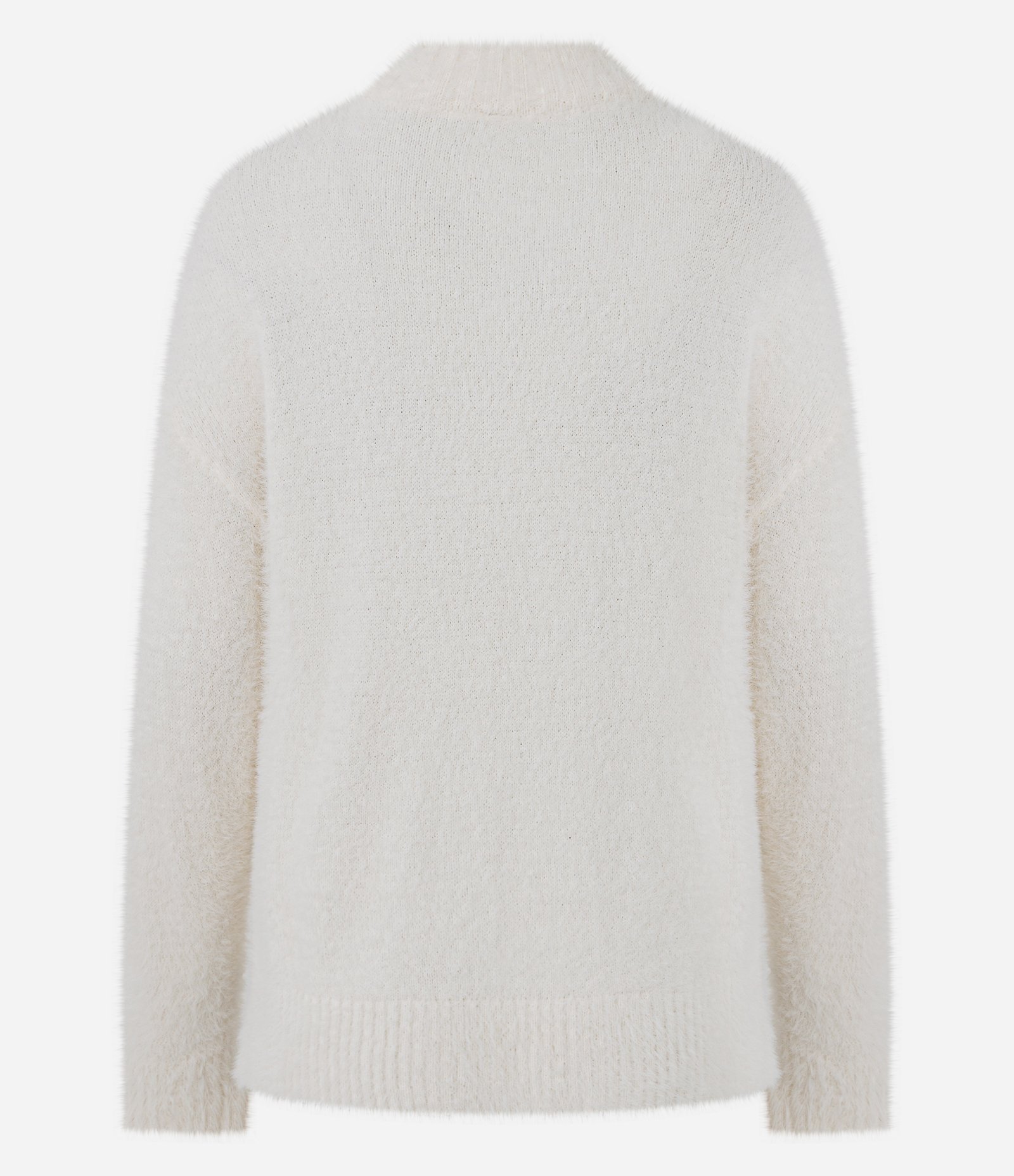 Blusão Peluciado em Tricô com Fenda Lateral Branco 3