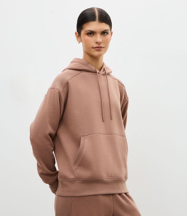 Blusão Moletom Oversized Esportivo com Bolso Canguru