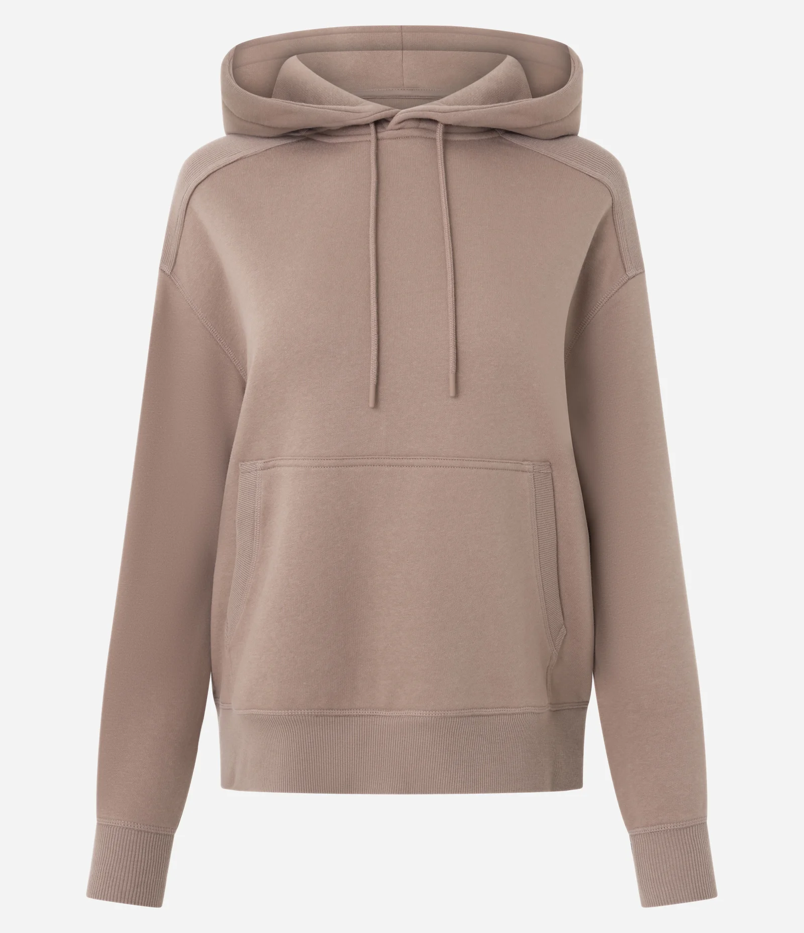 Blusão Moletom Oversized Esportivo com Bolso Canguru Bege 1