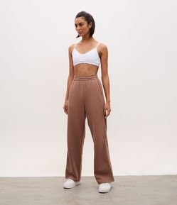 Calça Reta Esportiva em Algodão com Cós Elástico