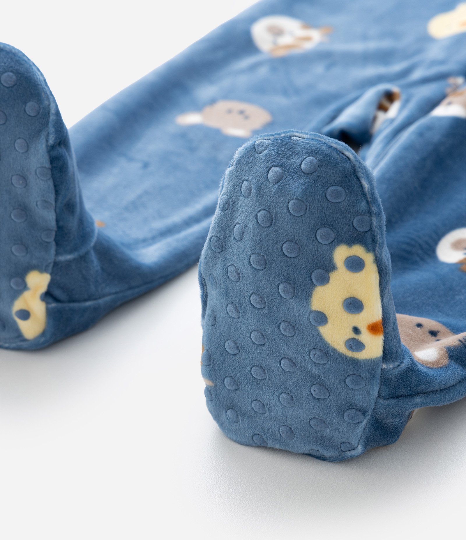 Macacão Plush Fazendinha com Pezinho - Tam 0 a 24 Meses Azul 5