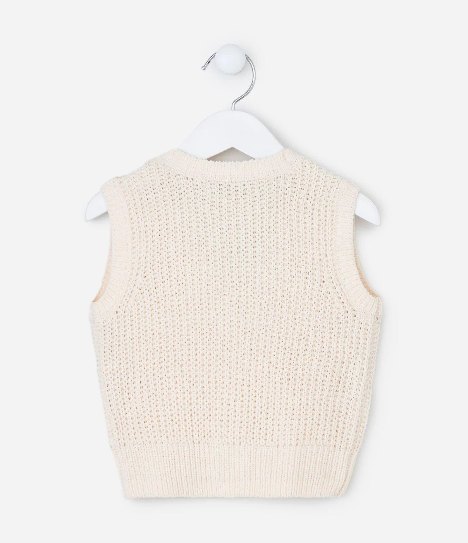 Cardigan Infantil Em Efeito Tricô Com Flor Aplicada Tam 1 A 5/6 Off White 2