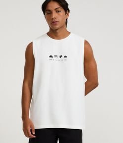 Regata Comfort em Algodão Texturizado com Estampa Lettering