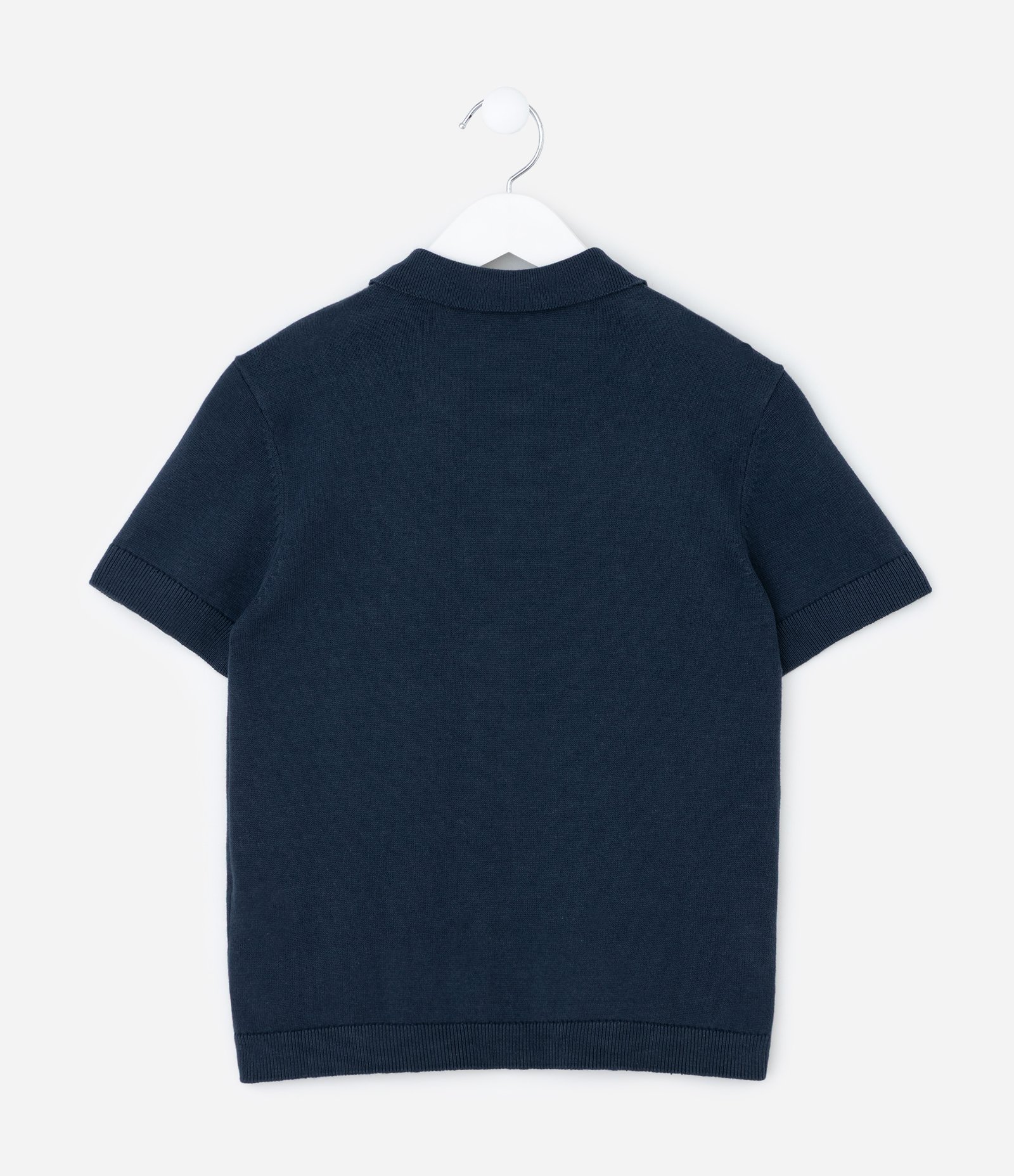 Camiseta Polo Infantil com Detalhe em Retilínea – Tam 5 a 14 Anos Azul Marinho 3