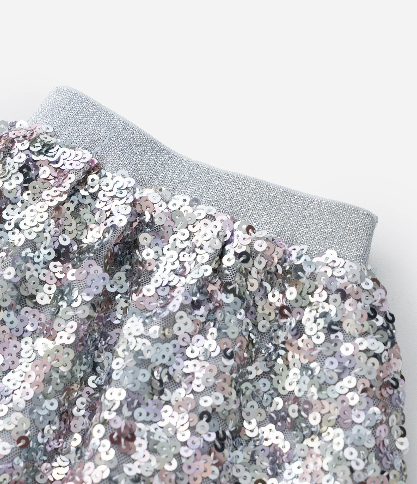 Saia Infantil em Paetê com Elástico Brilhante - Tam 5 a 14 Anos Prata 4