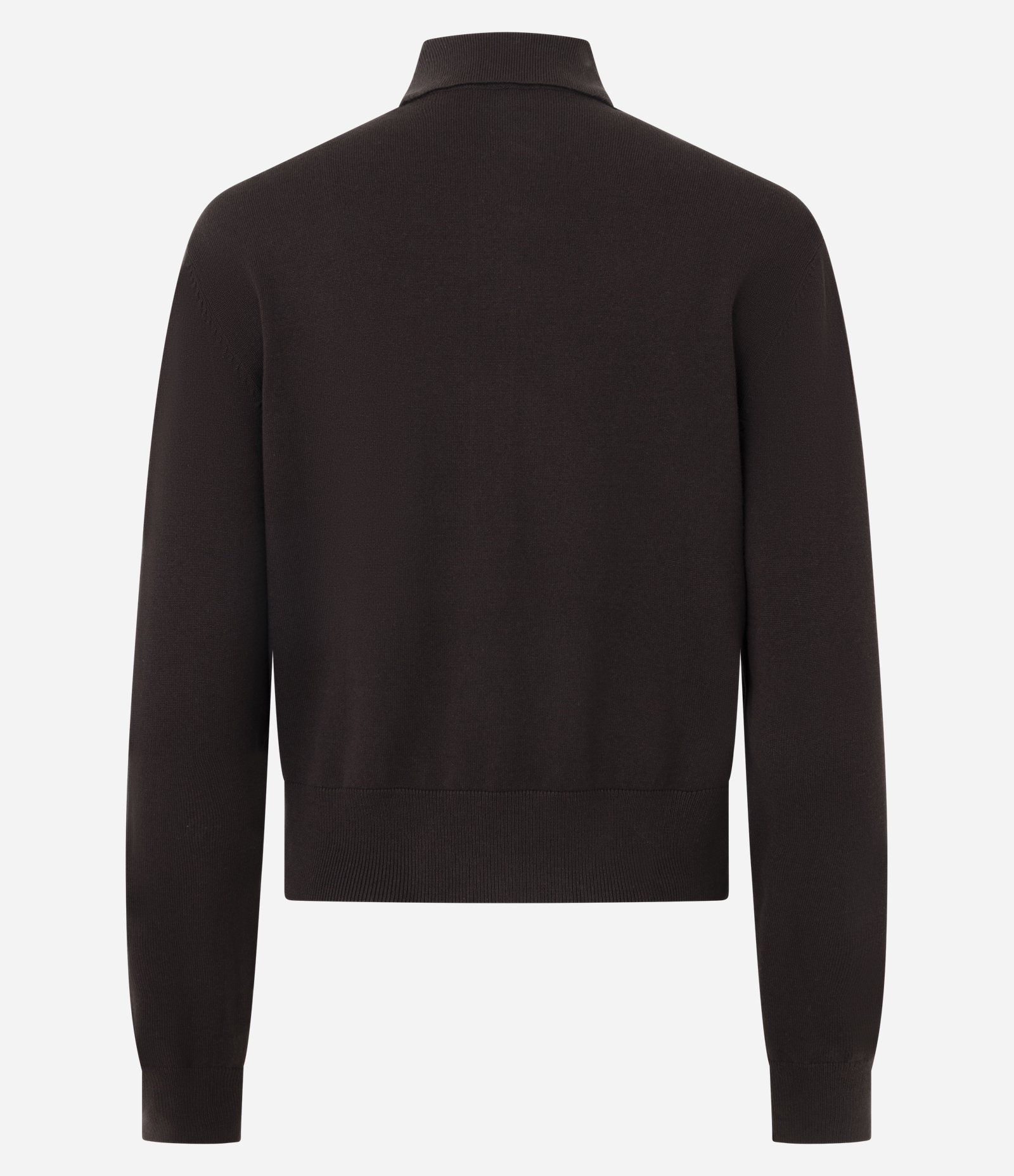 Blusa Manga Longa em Tricô com Gola Polo e Bolso Frontal Marrom 3