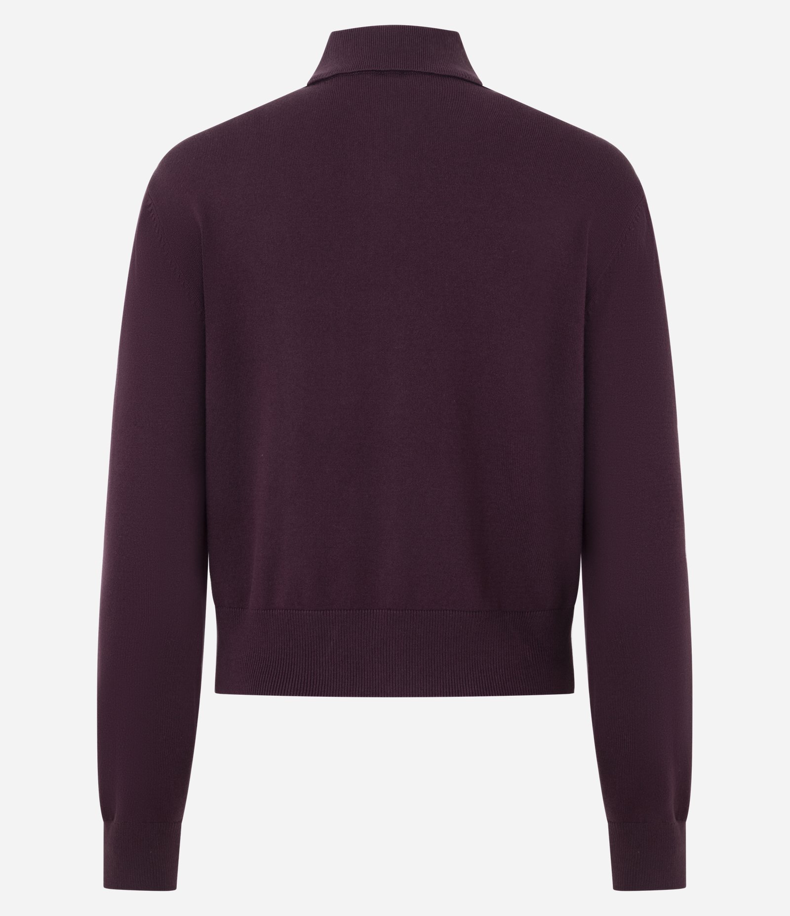 Blusa Manga Longa em Tricô com Gola Polo e Bolso Frontal Bordô 7