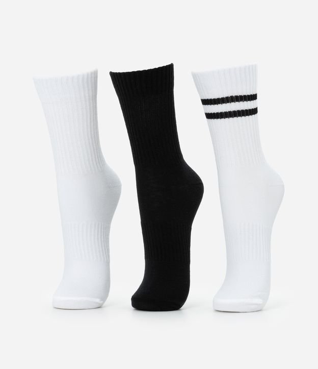 Kit 03 Meias Cano Médio Esportivo em Algodão