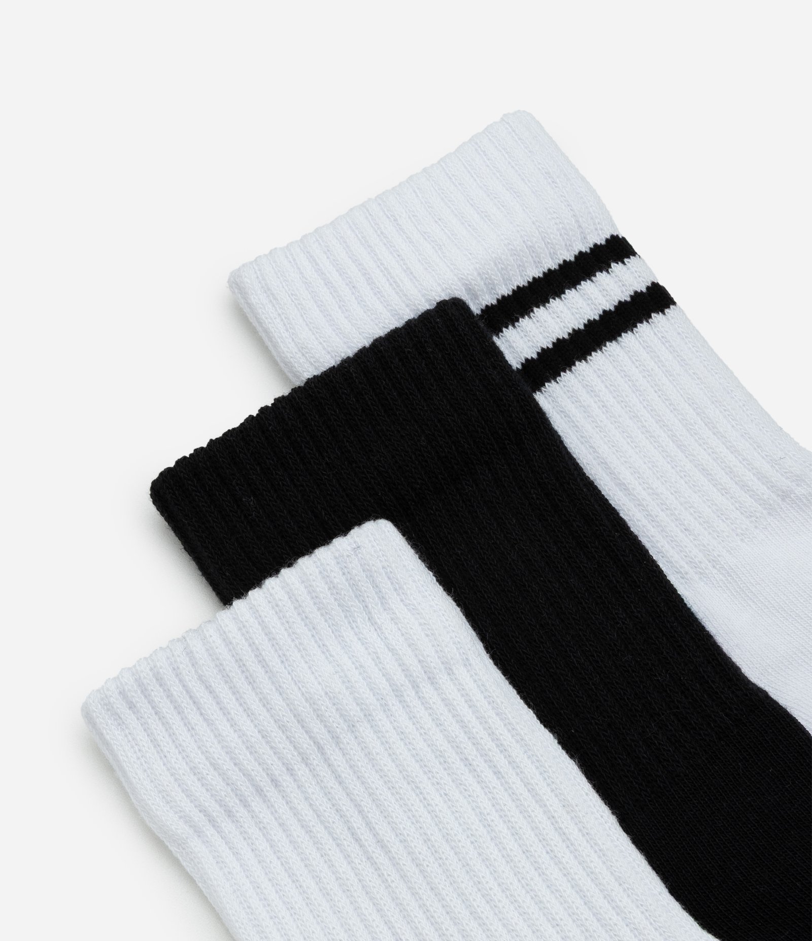 Kit 03 Meias Cano Médio Esportivo em Algodão Branco/Preto 4
