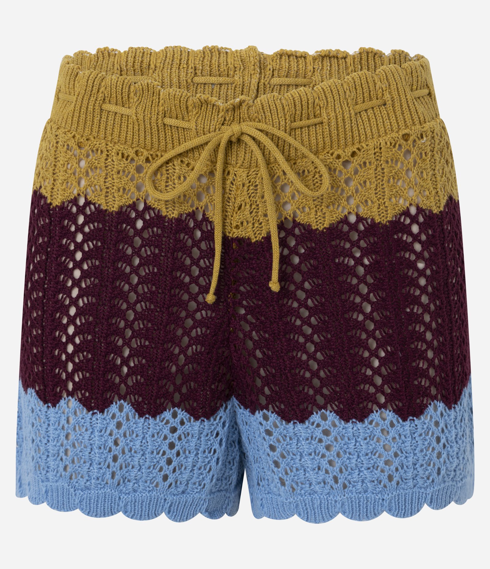 Short Reto Curto em Tricô com Bloco de Cores Marrom/Azul 5