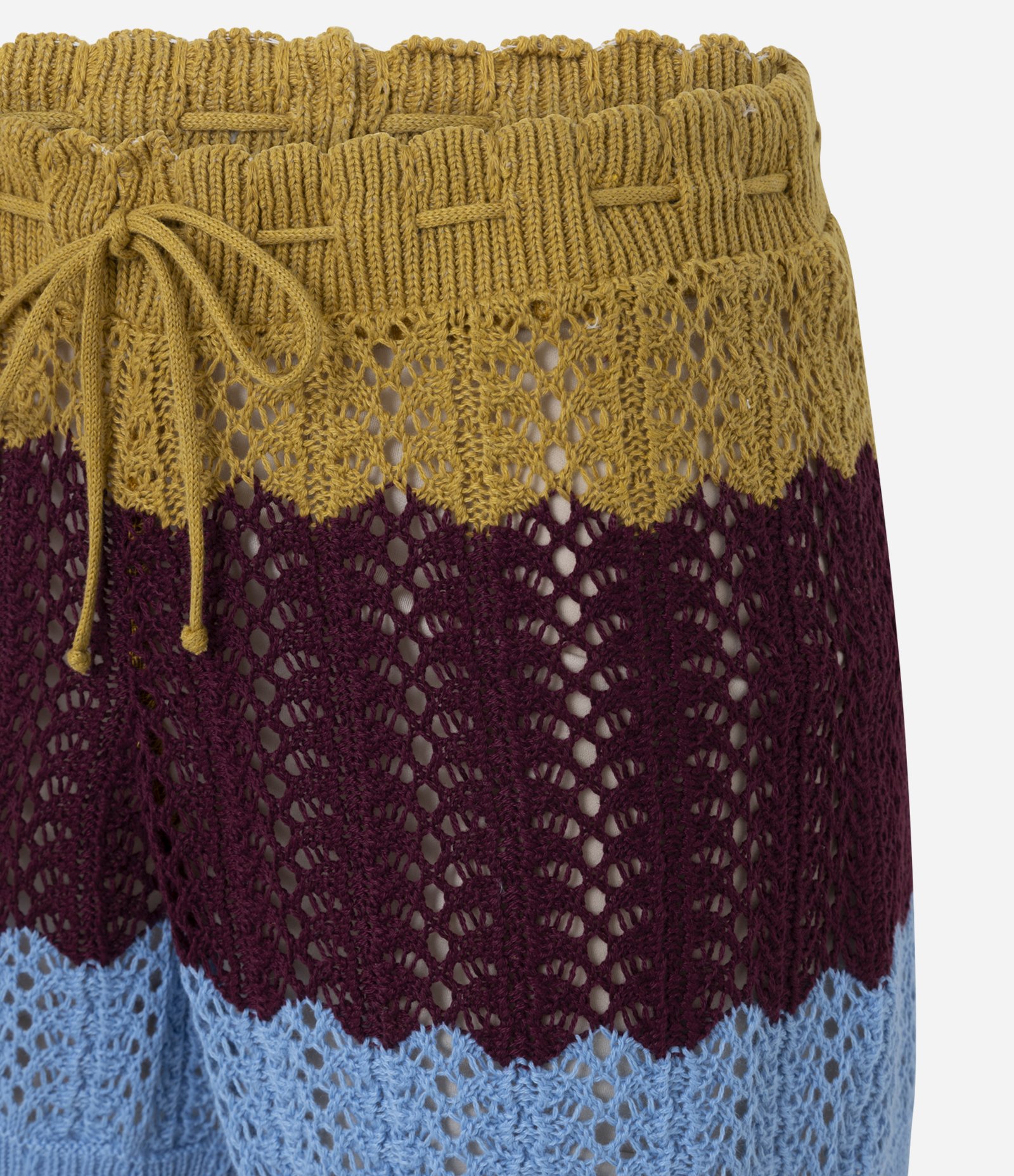 Short Reto Curto em Tricô com Bloco de Cores Marrom/Azul 6