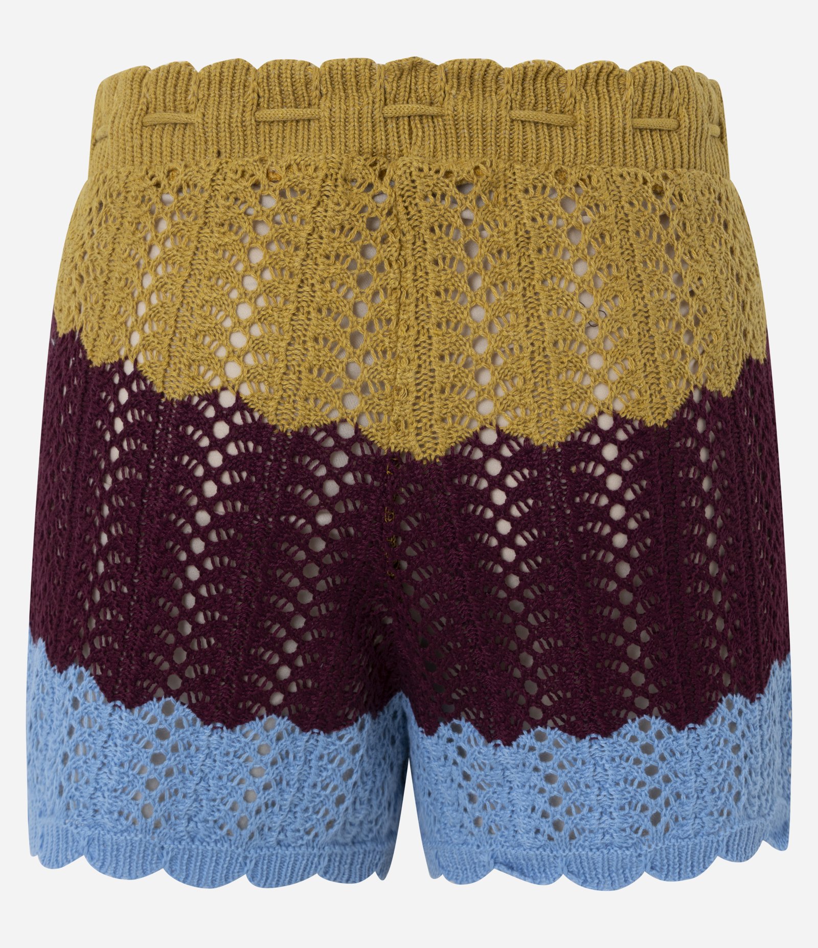 Short Reto Curto em Tricô com Bloco de Cores Marrom/Azul 7