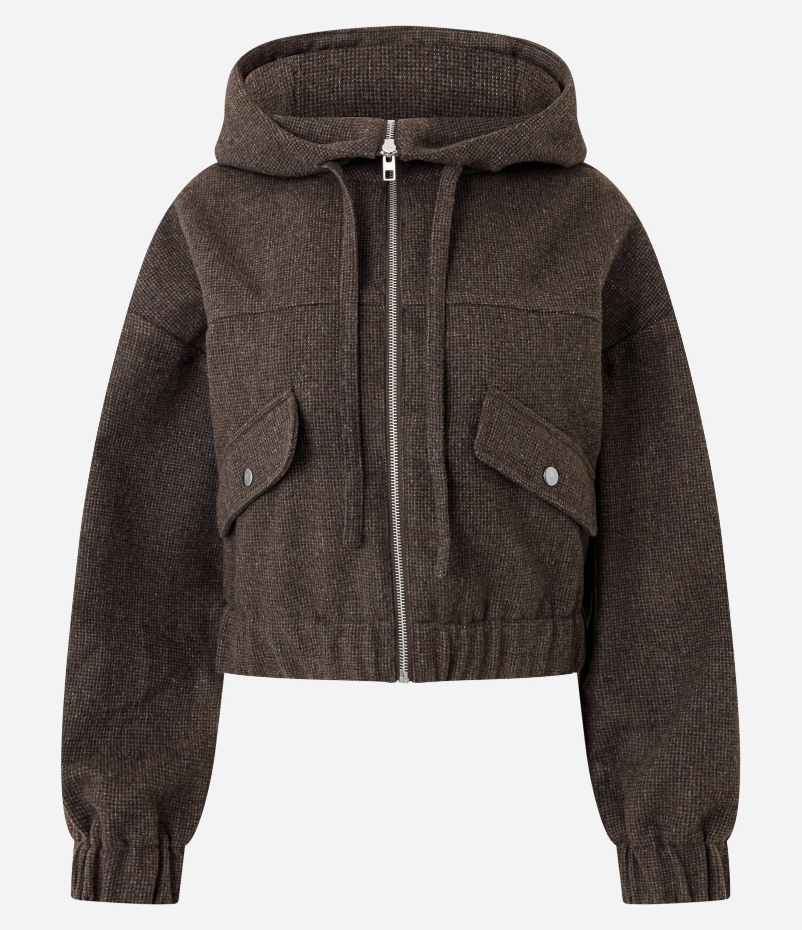 Jaqueta Bomber com Capuz e Bolsos Frontais Marrom 5