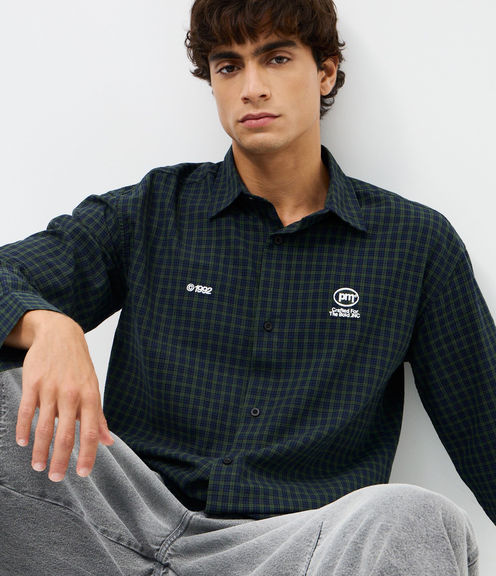 Camisa Manga Longa em Flanela com Estampa Xadrez e Lettering Verde 1