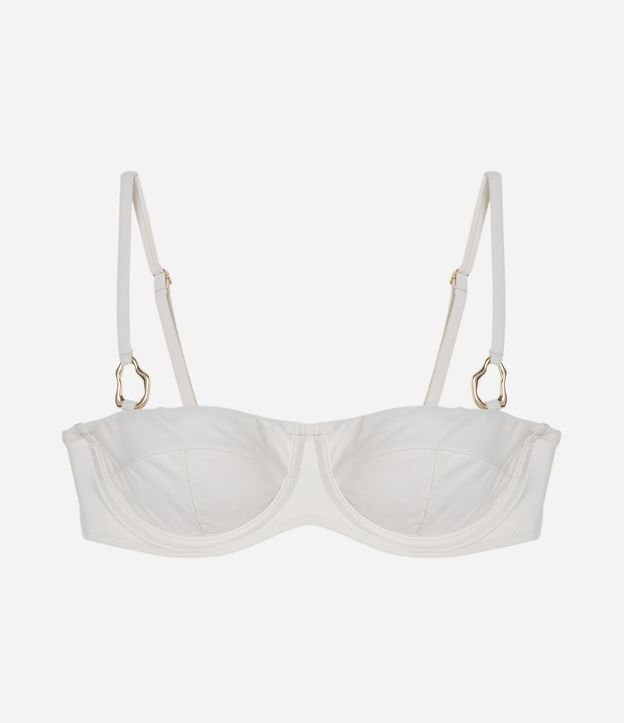 Top Biquíni Meia Taça Com Aviamento Dourado