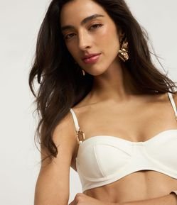 Top Biquíni Meia Taça Com Aviamento Dourado