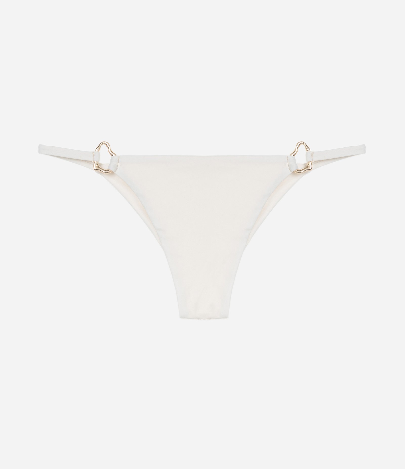 Biquíni Calcinha String Com Aviamento Dourado Branco 1