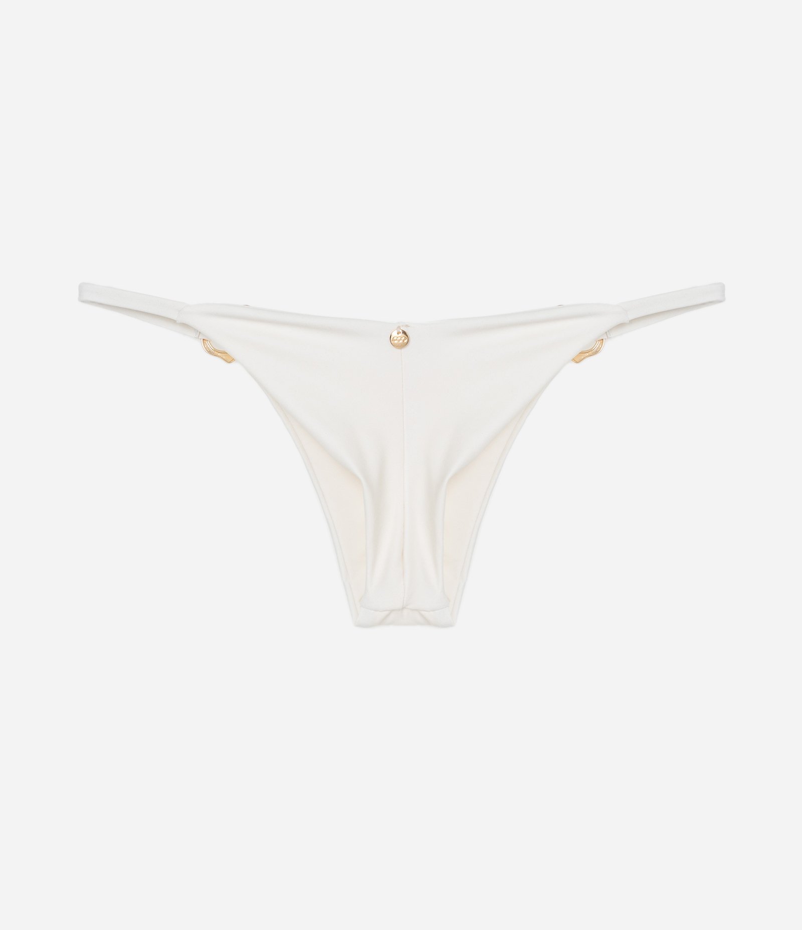 Biquíni Calcinha String Com Aviamento Dourado Branco 2