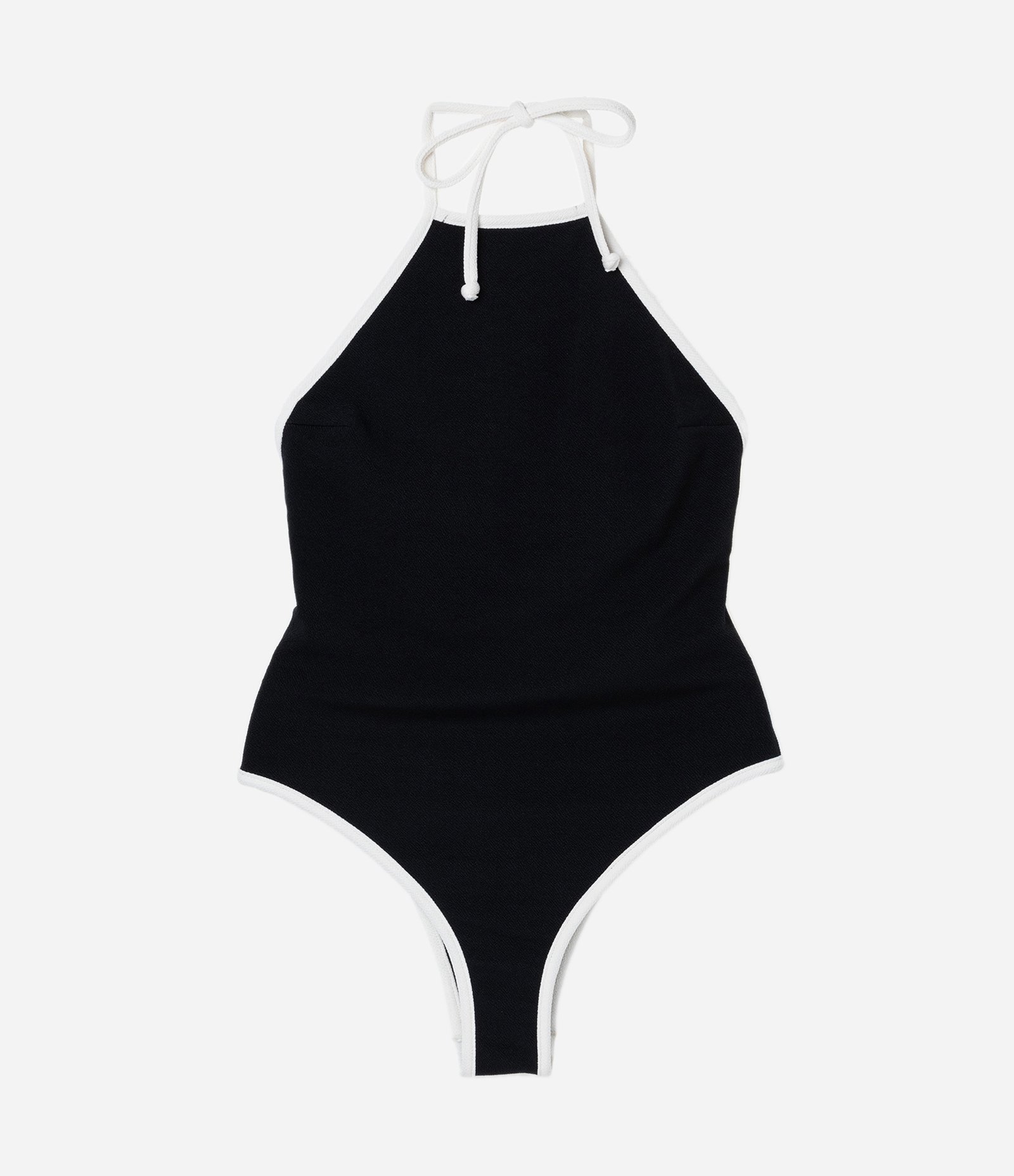 Maiô Texturizado Halter Com Viés Contrastante Preto 6